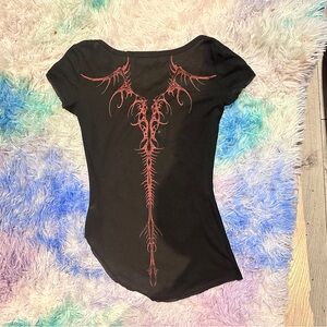 Edgy Black Tee with Red Graphic Design